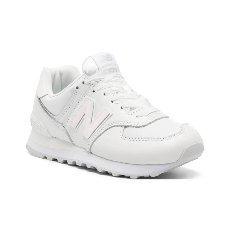 New Balance 574 Cream Leather Pink Women's-1