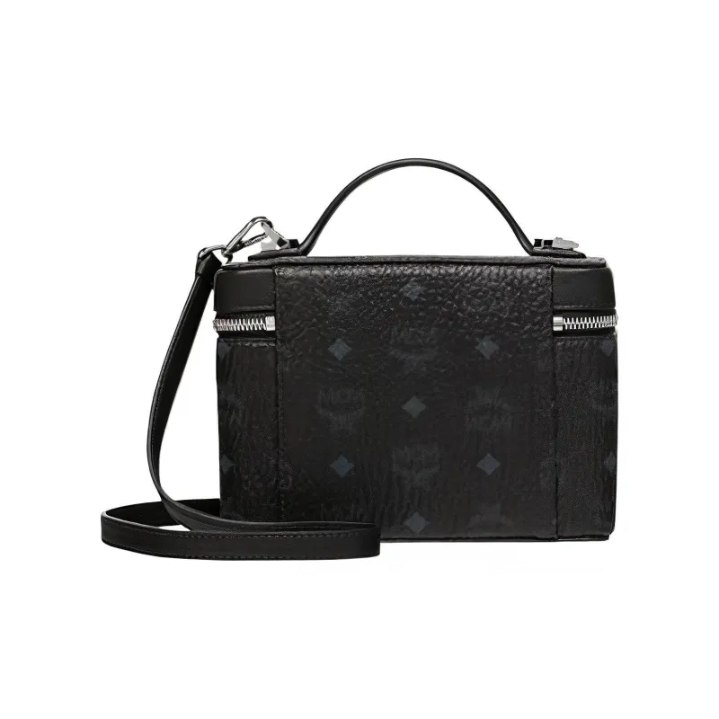 MCM Leather Crossbody Makeup Bag, Box Bag, One Shoulder Handbag Women's Black-2