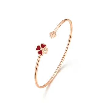 Trpopo Agate Bangle Rose Gold Adjustable Opening Women's