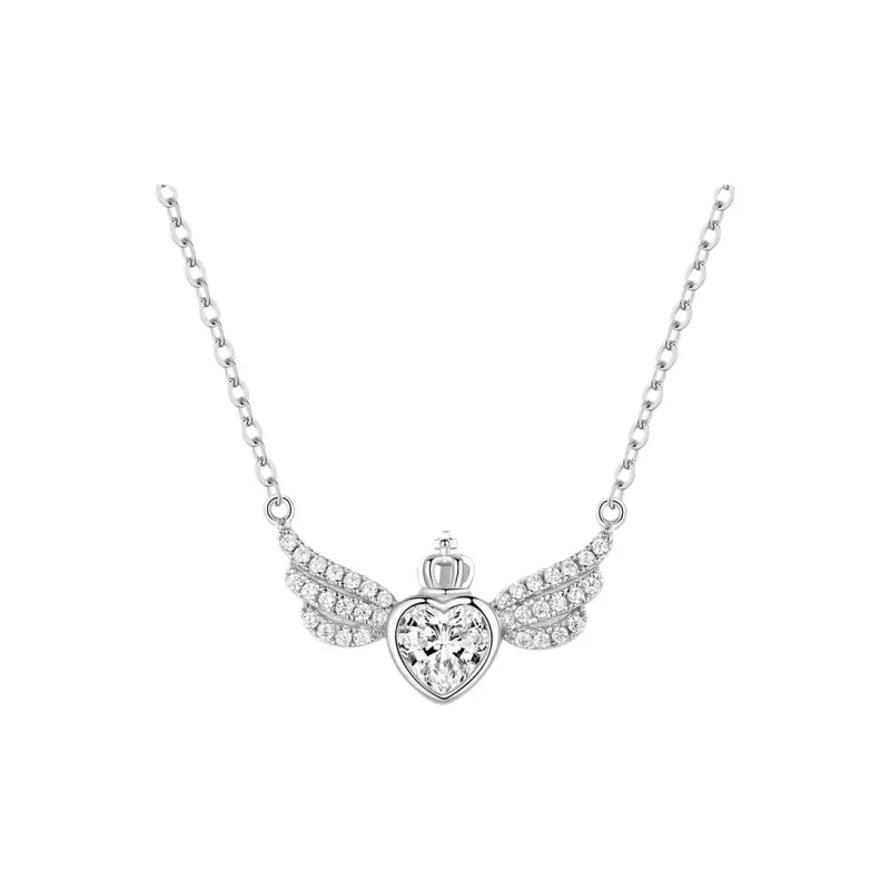 KING OF BLING 925 Sterling Silver With Zircon Necklaces Women's Sweet Peach Blossom, Good Luck-0