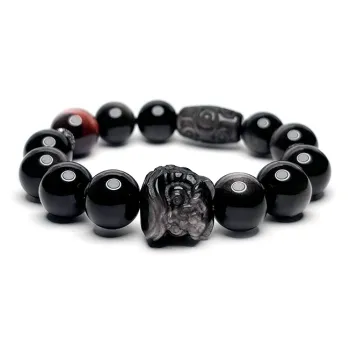 MOUNTAINS AND MANS Obsidian New Chinese Style Good Luck Beaded Bracelet Men's