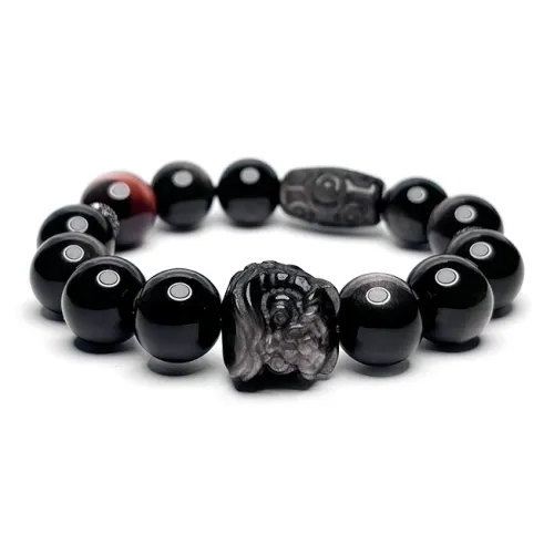 MOUNTAINS AND MANS Obsidian New Chinese Style Good Luck Beaded Bracelet Men's