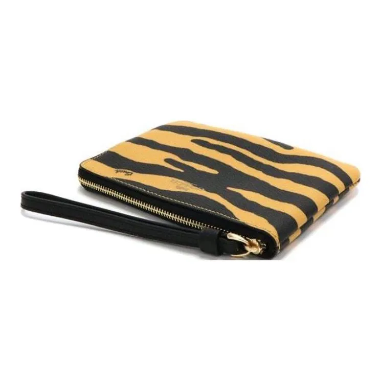 COACH Corner Zip Leather Coin Purse, Handheld Wrist Bag Trumpets Women's Yellow/Black-3