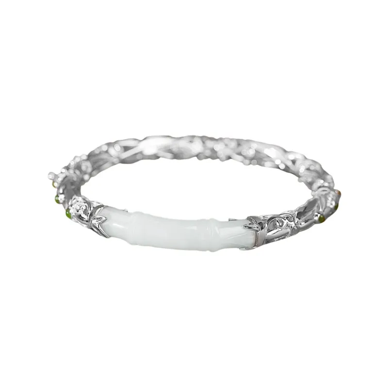 Mrs. Song Bangles Pale Greenish White Jade Women's-6