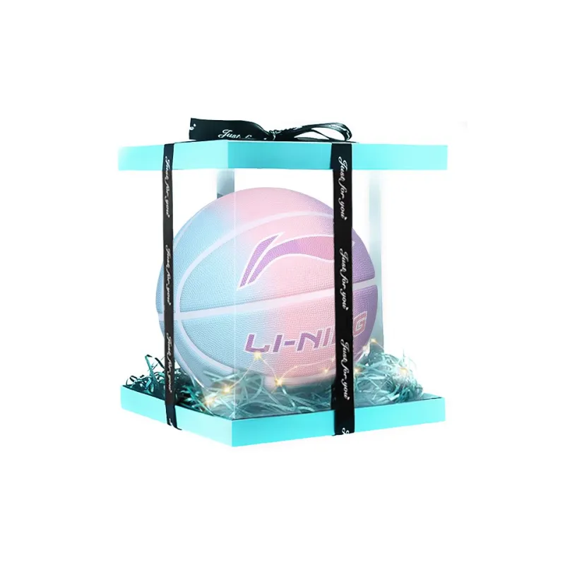 LiNing Rubber Basketball Purple Pink Green Gradient Size 7 Ball Training Unisex-10