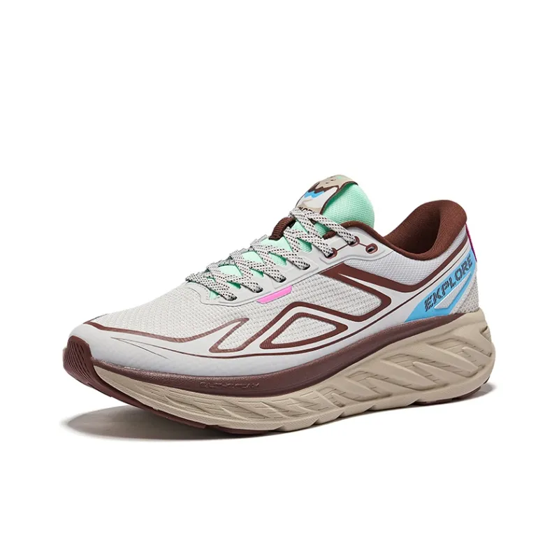 Erke Rebound Lightweight Low Top QiTian Technology Running Shoes Men's Cloud Mist Gray Cyan Willow Color-2