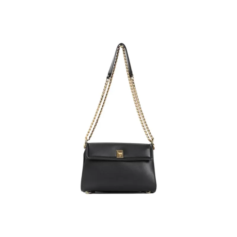 Valentino Leather Shoulder Bag Large Size Women's Black-1