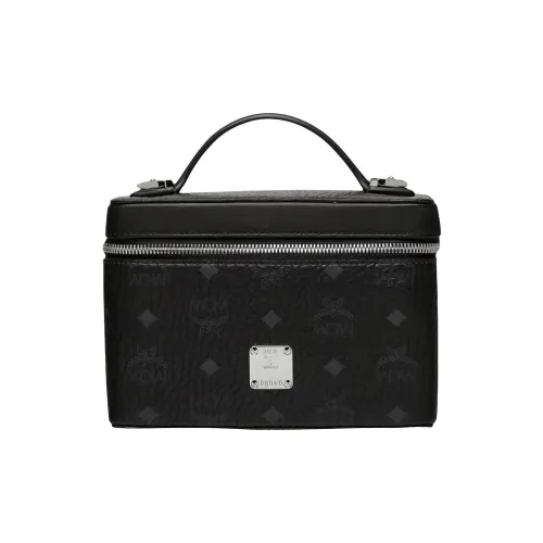 MCM Leather Crossbody Makeup Bag Box Bag One Shoulder Handbag Women's Black