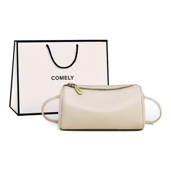 COMELY Cow Leather Bonded Synthetic Leather Shoulder Bag Crossbody Bag Regular Women's Vintage White/Black