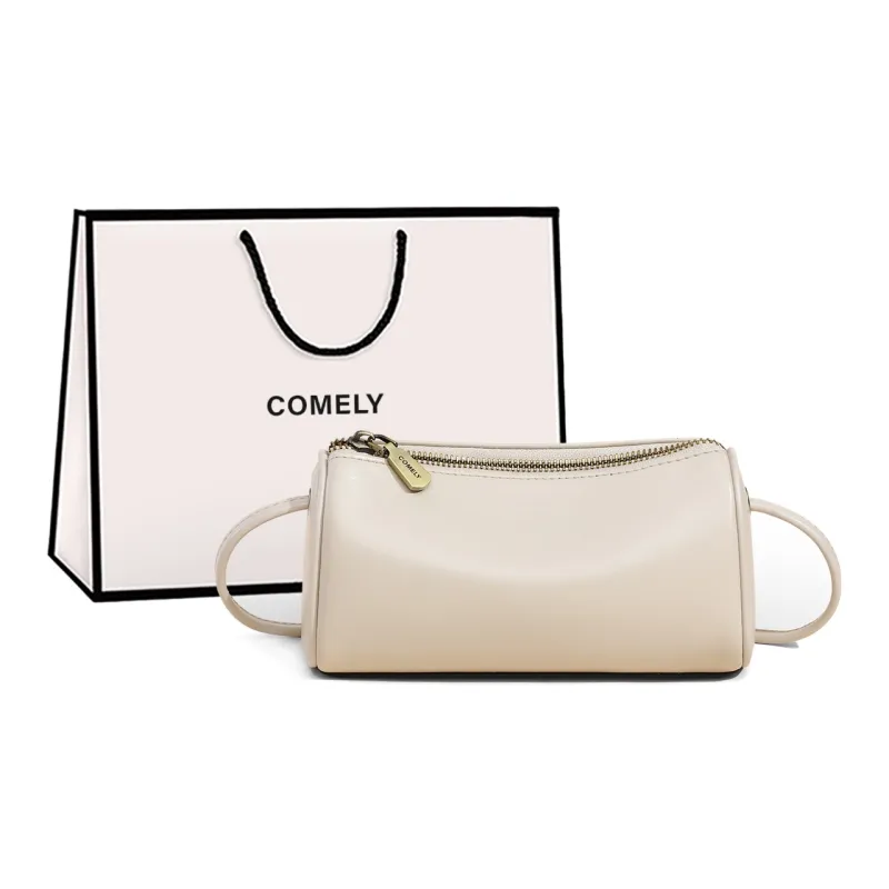 COMELY Cow Leather Bonded Synthetic Leather Shoulder Bag Crossbody Bag Regular Women's Vintage White/Black-0