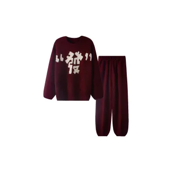 ROUKEER Pajama Set Unisex Deep Red