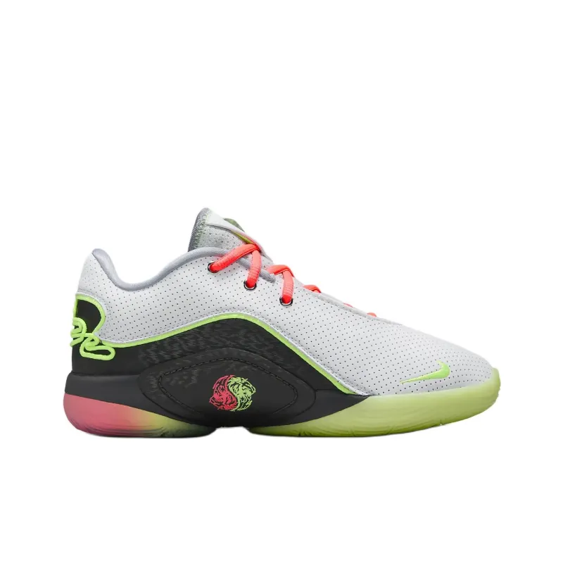 Nike LeBron 22 Anti Slip Wear Resistant Low Top Children's Basketball Shoes White Black Green Kids'-1