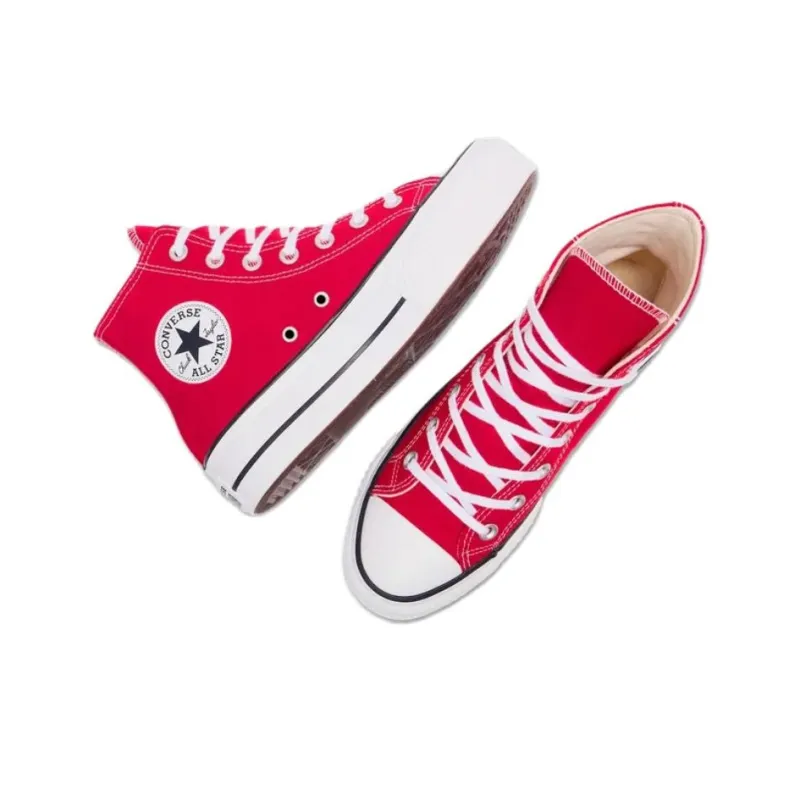 Converse All Star Lift Anti Slip Wear Resistant High Top Skateboard Shoes Women's Red-3