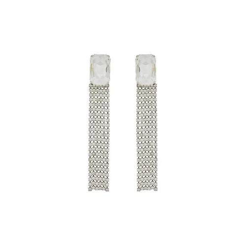 SAINT LAURENT Rhinestone Earrings Women's Silver