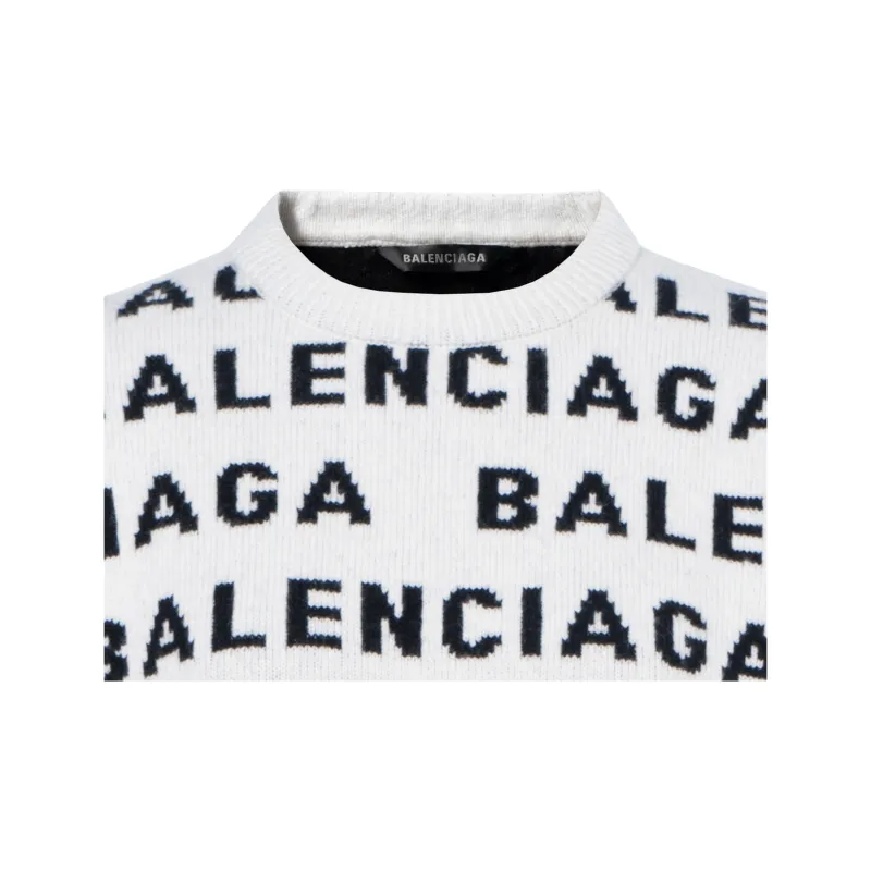 Balenciaga Logo Intarsia Knit Crewneck Jumper-10
