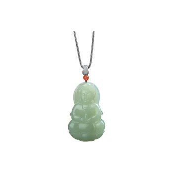 MUSHIFEN Hetian Jade Necklaces Pale Greenish White Jade Men's