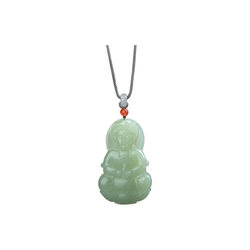 MUSHIFEN Hetian Jade Necklaces Pale Greenish White Jade Men's-0