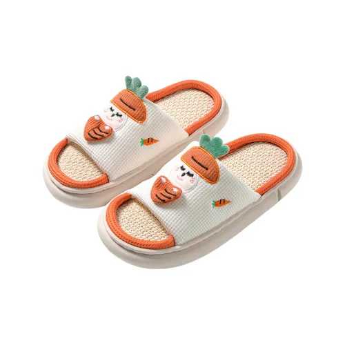 Yalu Cartoon Carrot Cute Home Recovery Slippers For Women's One-Word Linen Slippers For Men Home Slippers