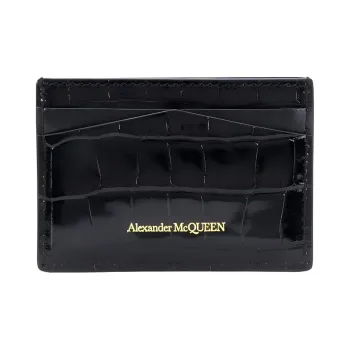 Alexander McQueen Crocodile embossed Skull stud Cardholder