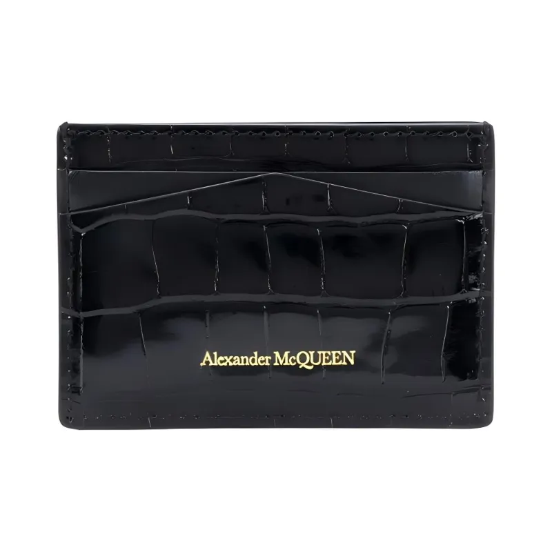 Alexander McQueen Crocodile-embossed Skull-stud Cardholder-0