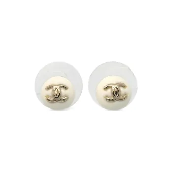 CHANEL 2006 Cc Button Earrings