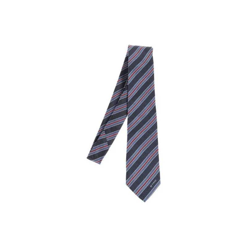 ETRO Striped Jacquard Pointed Tip Tie-0