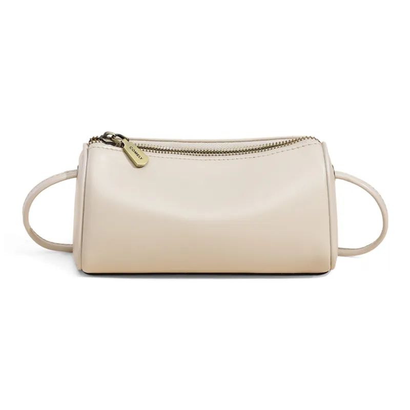 COMELY Cow Leather Bonded Synthetic Leather Shoulder Bag Crossbody Bag Regular Women's Vintage White/Black-2