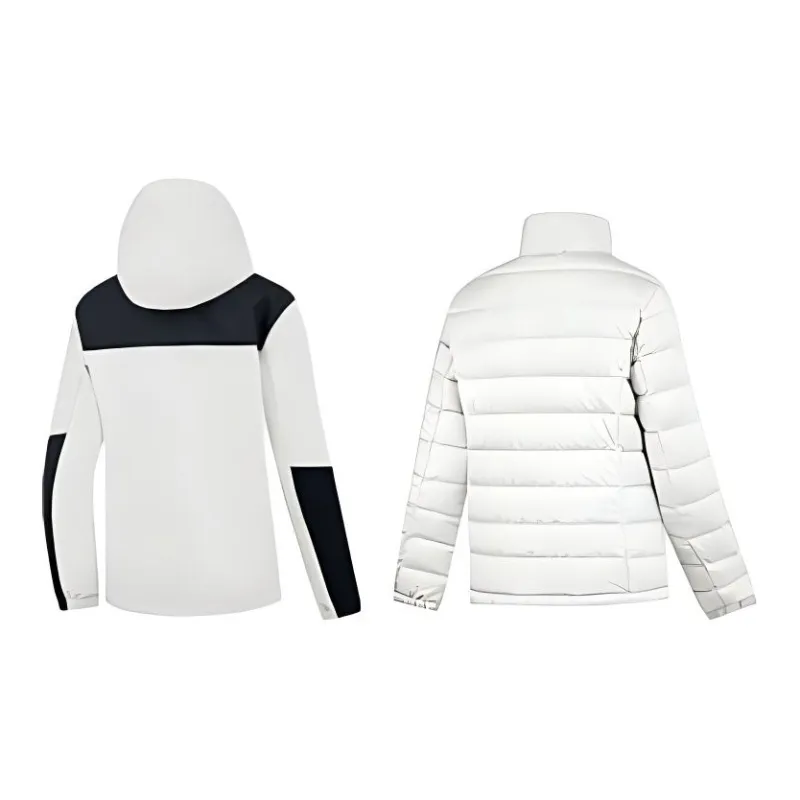 QIAODAN Trench Coat Women's Smoke White/Black-1