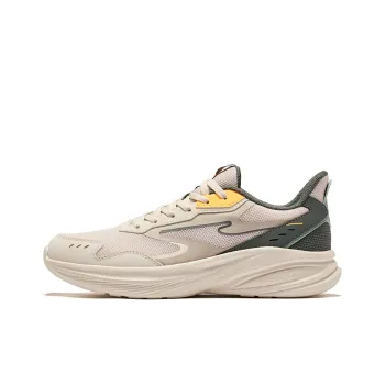 Erke Hunt Slip Resistant Lightweight Rebound Low Top Running Shoes Men's Egg Milk Gray Light Linen