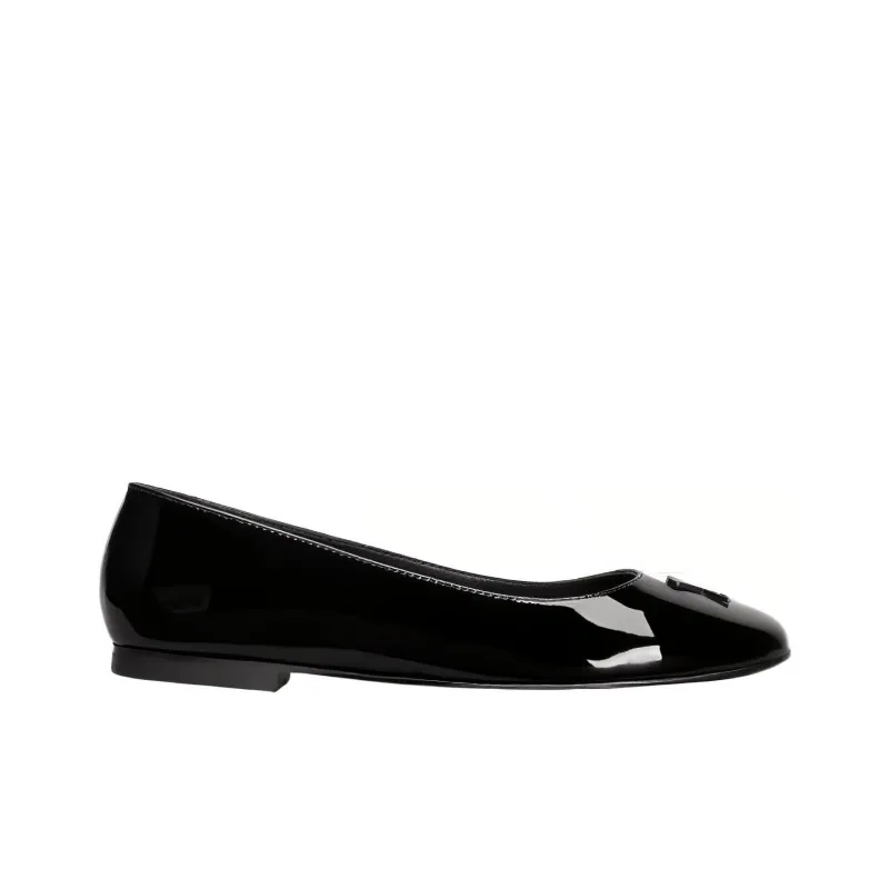 AMI Paris Logo-embossed Leather Ballerina Shoes-1