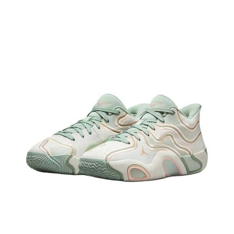 Jordan Tatum 3 Anti-Slip Wear-Resistant Mid-Top Children's Basketball Shoes Beige Green Kids'-2