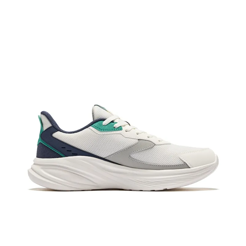 Erke Hunt Slip Resistant Lightweight Rebound Low Top Running Shoes Men's Microcrystal White Gray Ink Blue-1