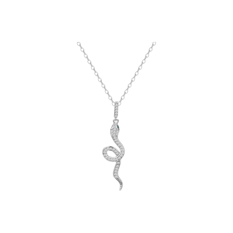 KING OF BLING 925 Sterling Silver With Zircon Necklaces Unisex Year Of The Snake Good Luck-0