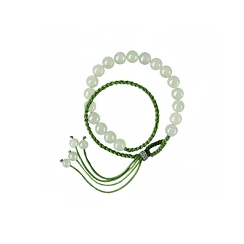 MUSHIFEN Hetian Jade Beaded Bracelet Pale Greenish White Jade Women's
