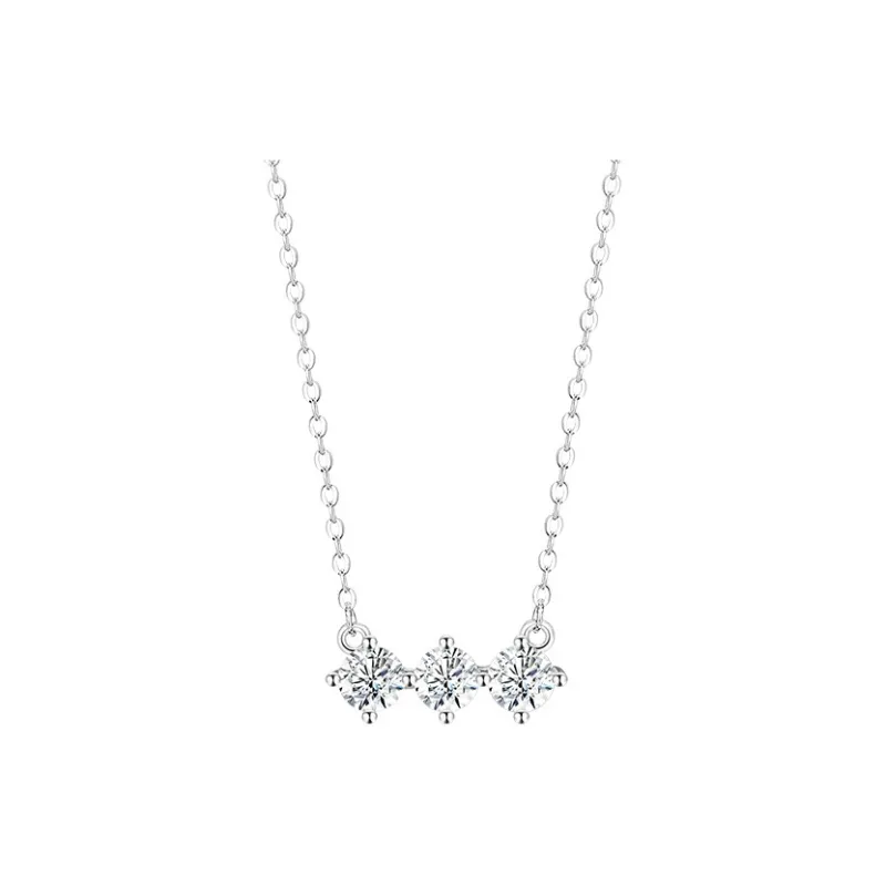 Stone Edge Poly 925 Sterling Silver Necklaces Women's Silver-0
