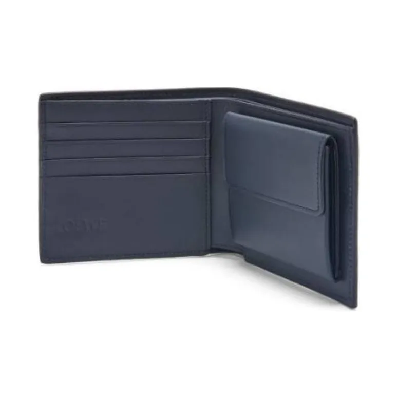 LOEWE Grain Calfskin Wallet Men's Marine Blue-2