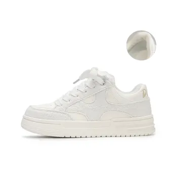LIANGHUO Slip Resistant Cushioning Impact Resistance Wear Resistant Low Top Skateboard Shoes Women's Ecru