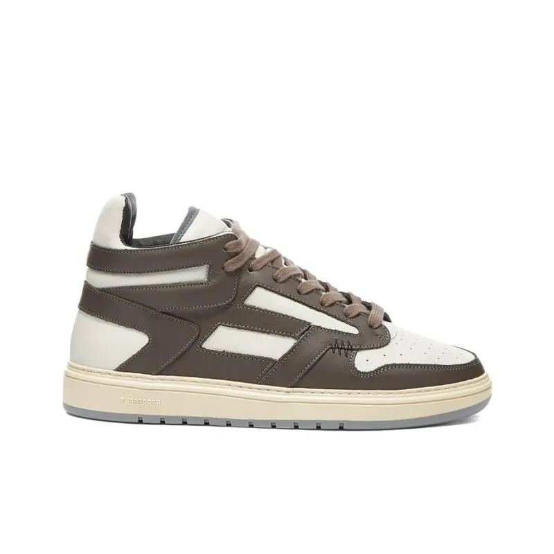 REPRESENT Reptor Hi Sneaker Mid Top Stylish Skateboarding Shoes Men's Brown And White Stitching-1