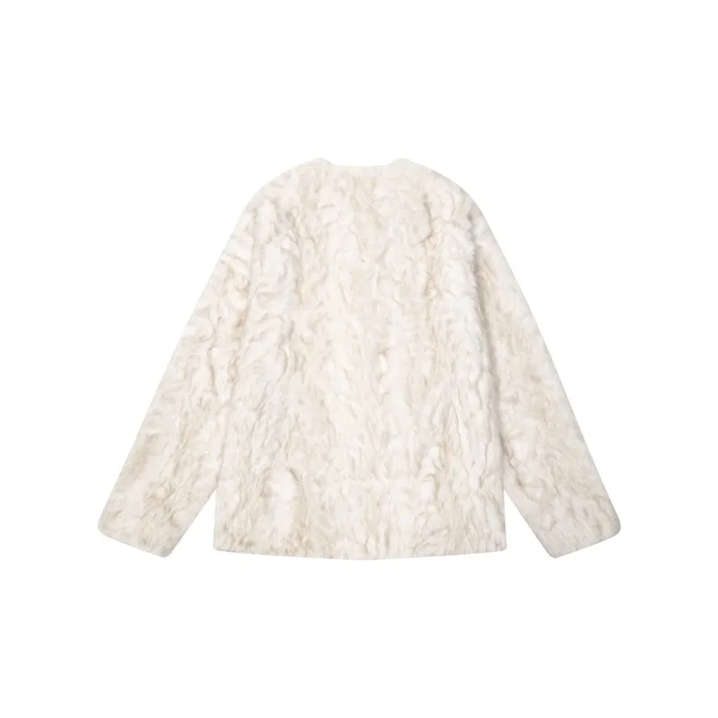 NTOT Velvet feel Coat Women's Dyed Tip White-6
