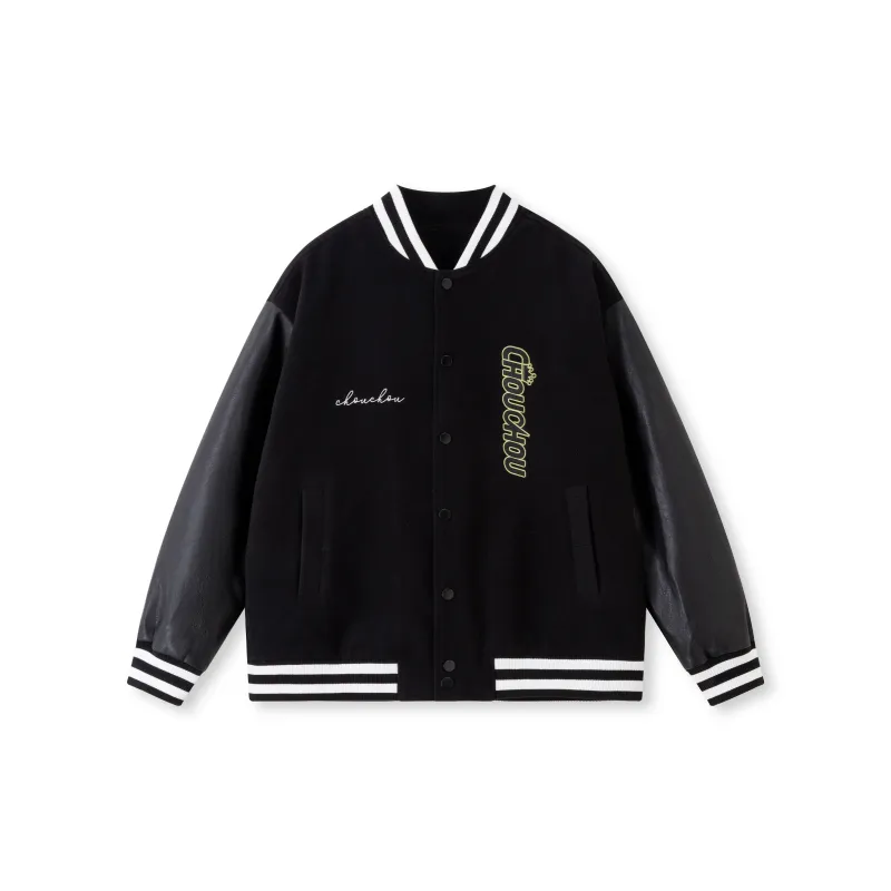 CHOUCHOUS Baseball Jacket Unisex Black-1