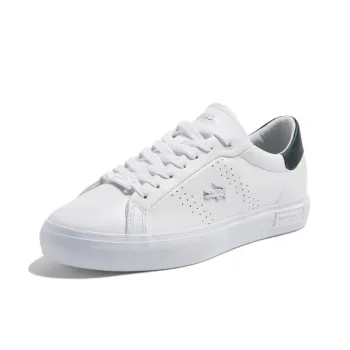 LACOSTE Powercourt 2.0 Wear-Resistant Low-Top Skateboard Shoes Women's White Green