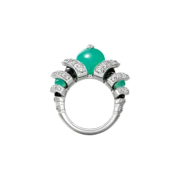 CARTIER Green Chalcedony Onyx Diamond Rings Women's Silver