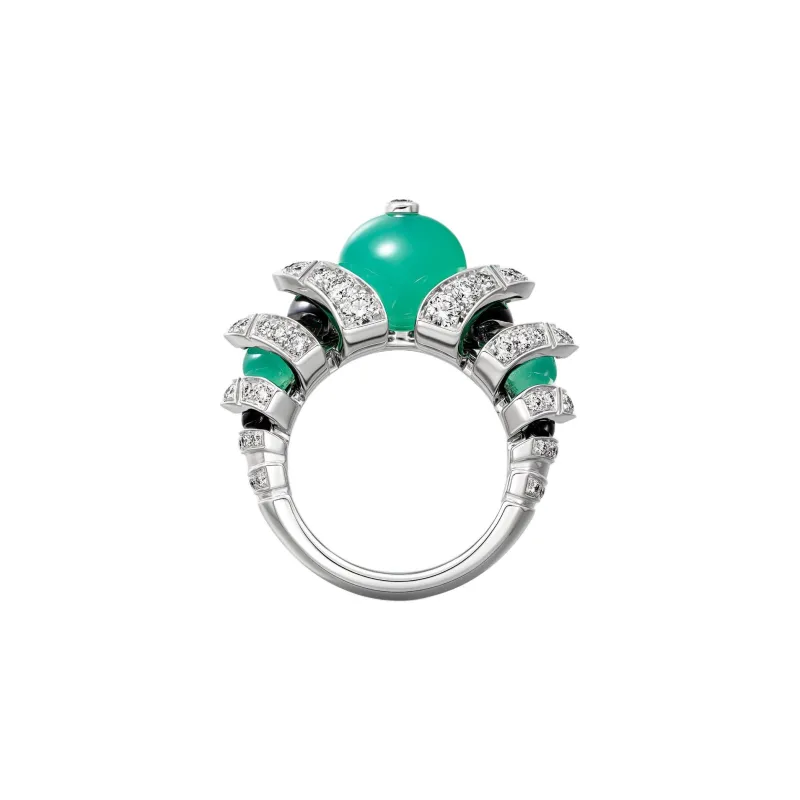 CARTIER Green Chalcedony Onyx Diamond Rings Women's Silver-0