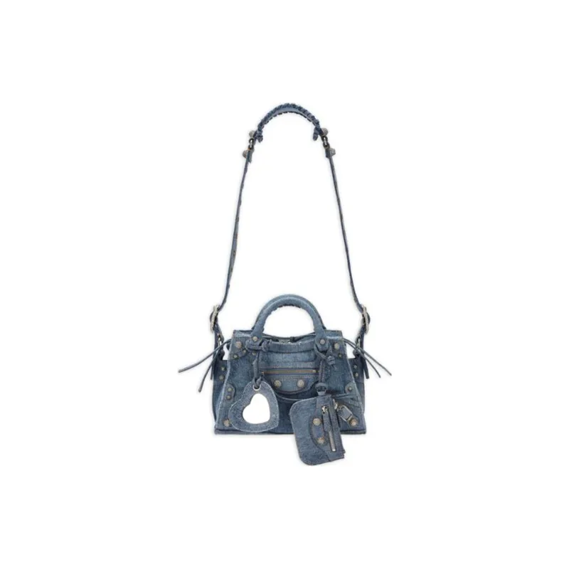 Balenciaga Neo Cagole Fabric Shoulder Bag Crossbody Bag Extra Small Women's Denim Blue-4