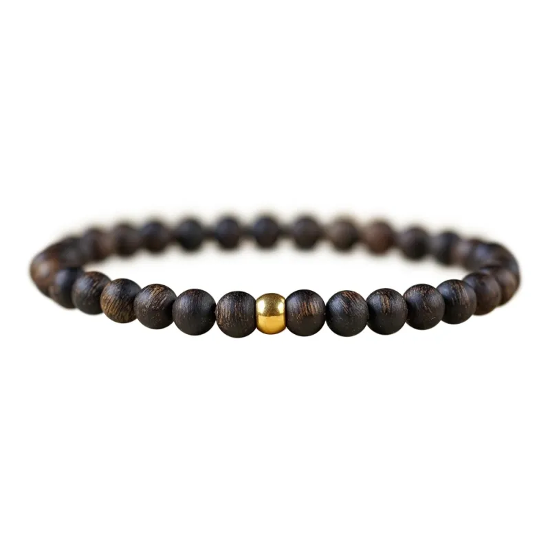 FANGYUANXIAOFU Auspicious Year Of The Snake Fragrance Enhancer, Agarwood Plain Circle Beaded Bracelet Women's-10