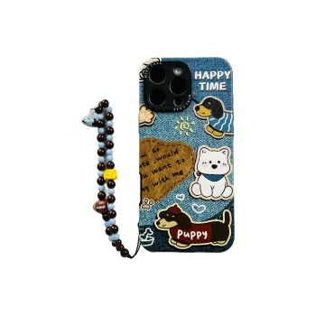 Wei Xin TPU Material Denim Blue Graffiti Puppy Phone Cases Compatible With IPhone 16/15 Pro Max/Apple 13/14 Pro Max/12