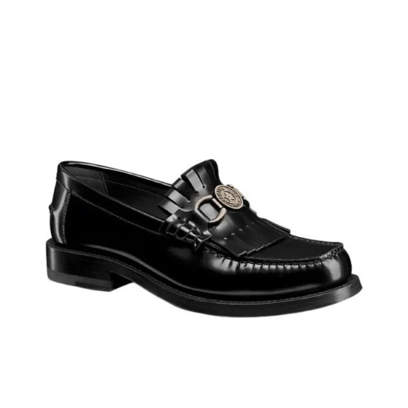DIOR Emblem Loafers Women's Black-3