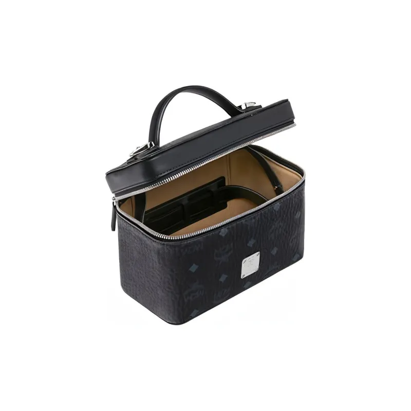 MCM Leather Crossbody Makeup Bag, Box Bag, One Shoulder Handbag Women's Black-3