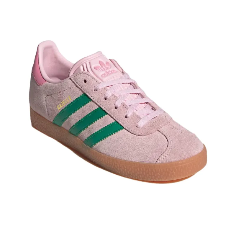 Adidas Originals GAZELLE Anti Slip Wear Resistant Low Top Kids' Skateboarding Shoes Pink Green Teenagers-1