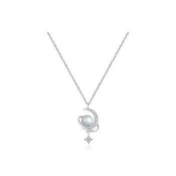 KING OF BLING 925 Silver, Moonstone, Zircon Necklaces Unisex Good Luck